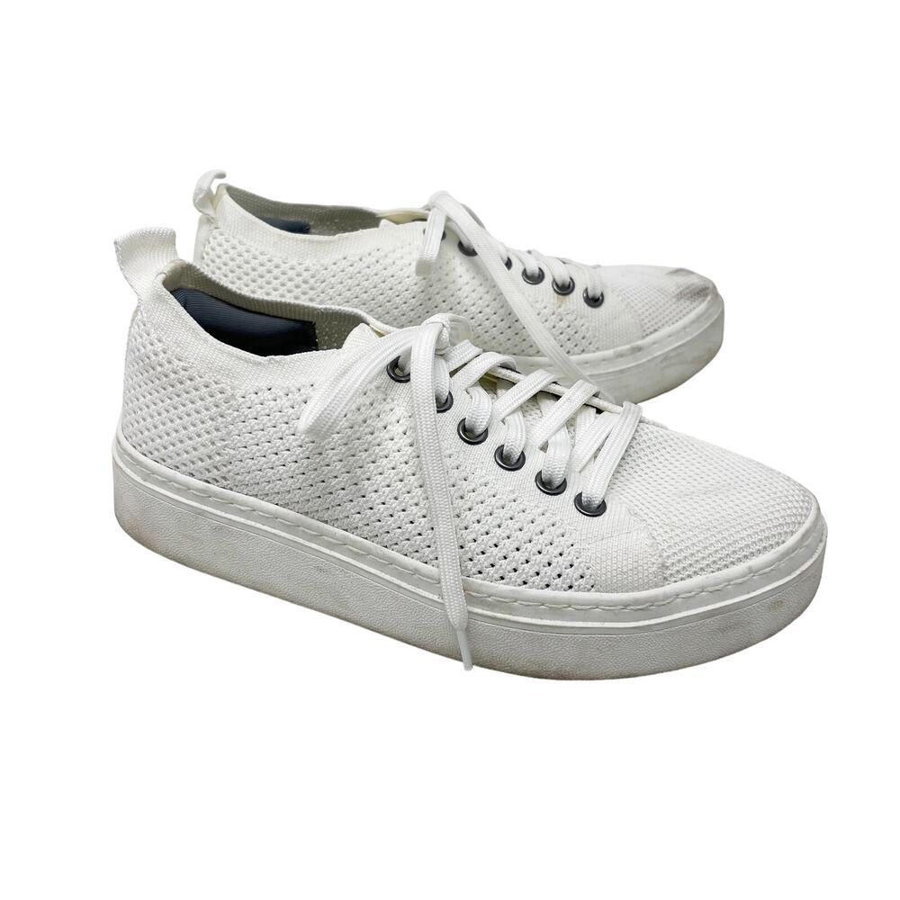 Eileen Fisher Size 6.5 White Peris Recycled Stretch Knit Wedge Sneaker Lace Up